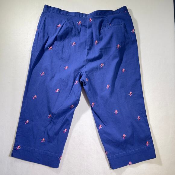 Sag Harbor Sport Casual Pant Woman's 18W Royal Blue w/ All-over Parrots Stretch - Picture 3 of 12